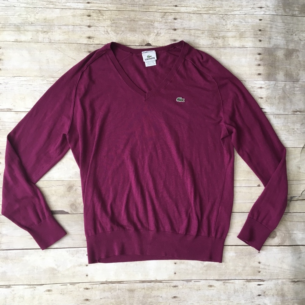LACOSTE Cashmere & Cotton Purple Maroon Sweater